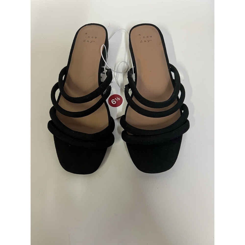 A New Day Black Strappy 1 InchHeels Women's Size 6.5